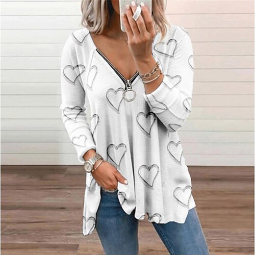 Women's T shirt Tee Heart Casual Weekend Painting T shirt Tee Long Sleeve Flowing tunic Quarter Zip Print V Neck Basic Green White Black S / 3D Print
Women's T shirt Tee Heart Casual Weekend Painting T shirt Tee Long Sleeve Flowing tunic Quarter Zip Print V Neck Basic Green White Black S / 3D Print