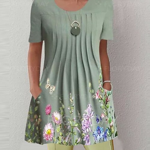 Women's T shirt Tee Floral Holiday Weekend Floral Painting T shirt Tee Short Sleeve Pocket Print Round Neck Basic Green S / 3D Print
Women's T shirt Tee Floral Holiday Weekend Floral Painting T shirt Tee Short Sleeve Pocket Print Round Neck Basic Green S / 3D Print