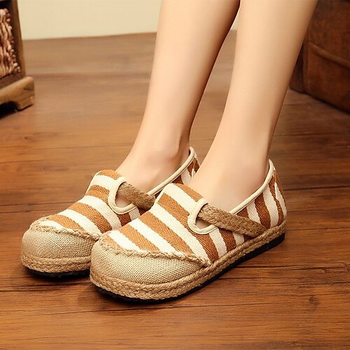 Women's Slip-Ons Daily Comfort Shoes Plus Size Flat Heel Round Toe Casual Sweet Linen Loafer Striped Black Blue Yellow
Women's Slip-Ons Daily Comfort Shoes Plus Size Flat Heel Round Toe Casual Sweet Linen Loafer Striped Black Blue Yellow
