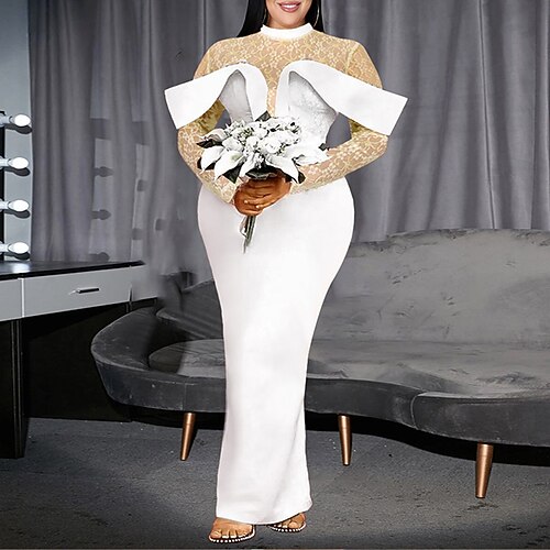 Women's Plus Size Party Dress Solid Color Crew Neck Split Long Sleeve Fall Winter Elegant Formal Maxi long Dress Daily Formal Dress / Ruched / Mesh / Loose
Women's Plus Size Party Dress Solid Color Crew Neck Split Long Sleeve Fall Winter Elegant Formal Maxi long Dress Daily Formal Dress / Ruched / Mesh / Loose