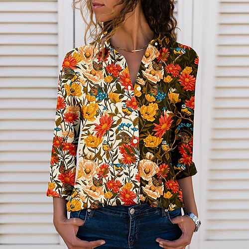 Women's Blouse Shirt Pink Yellow Orange Leopard Floral Button Print Long Sleeve Daily Weekend Streetwear Casual Shirt Collar Regular Floral S / Heart / 3D Print
Women's Blouse Shirt Pink Yellow Orange Leopard Floral Button Print Long Sleeve Daily Weekend Streetwear Casual Shirt Collar Regular Floral S / Heart / 3D Print