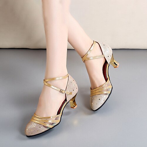 Women's Ballroom Shoes Modern Shoes Party Prom Practice Heel Glitter Tulle Flared Heel Silver White Pink
Women's Ballroom Shoes Modern Shoes Party Prom Practice Heel Glitter Tulle Flared Heel Silver White Pink