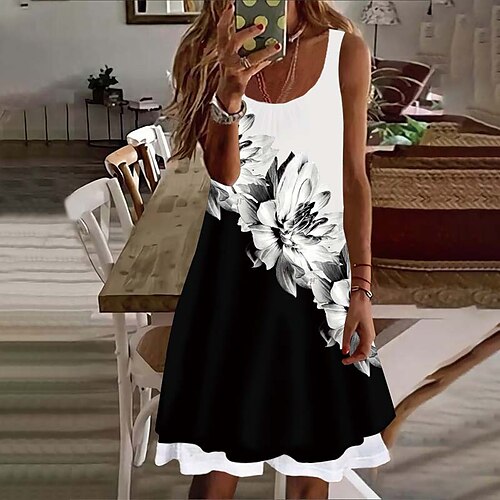 Women's A Line Dress Socks Short Mini Dress Socks White Sleeveless Floral Fake two piece Print Spring Summer Round Neck Casual 2022 S
Women's A Line Dress Socks Short Mini Dress Socks White Sleeveless Floral Fake two piece Print Spring Summer Round Neck Casual 2022 S