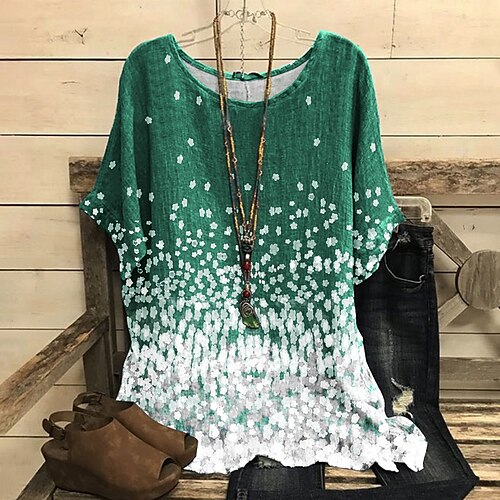 Women's Shirt Floral Daily Weekend Floral Shirt Short Sleeve Flowing tunic Print Round Neck Casual Streetwear Green S / 3D Print
Women's Shirt Floral Daily Weekend Floral Shirt Short Sleeve Flowing tunic Print Round Neck Casual Streetwear Green S / 3D Print