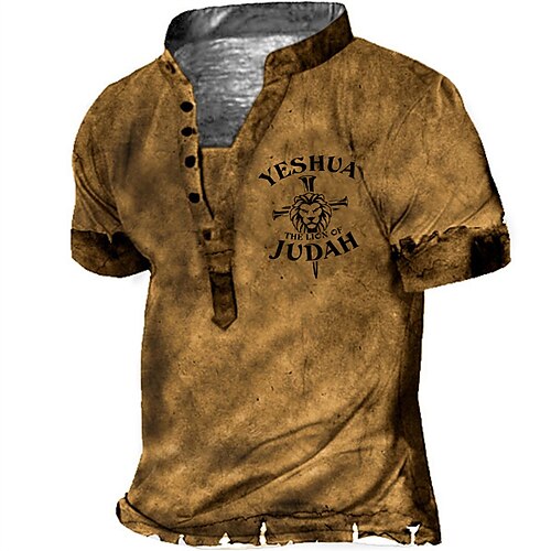 Men's T shirt Tee Henley Shirt Tee 3D Print Graphic Letter Plus Size Stand Collar Daily Sports Button-Down Print Short Sleeve Tops Designer Basic Casual Big and Tall Brown / Summer
Men's T shirt Tee Henley Shirt Tee 3D Print Graphic Letter Plus Size Stand Collar Daily Sports Button-Down Print Short Sleeve Tops Designer Basic Casual Big and Tall Brown / Summer