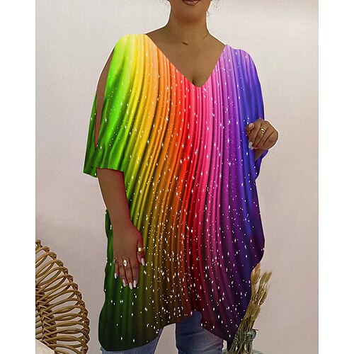 Women's T shirt Tee Rainbow Rainbow Sequins Cut Out Half Sleeve Casual Weekend Basic V Neck Regular S / Print
Women's T shirt Tee Rainbow Rainbow Sequins Cut Out Half Sleeve Casual Weekend Basic V Neck Regular S / Print