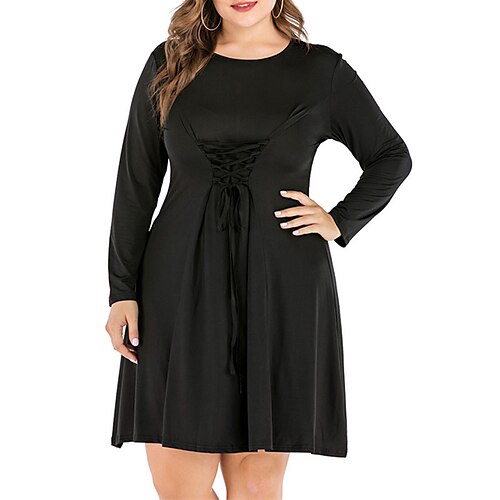 Women's Plus Size Holiday Dress Solid Color Crew Neck Ruched Long Sleeve Fall Winter Casual Knee Length Dress Daily Date Dress
Women's Plus Size Holiday Dress Solid Color Crew Neck Ruched Long Sleeve Fall Winter Casual Knee Length Dress Daily Date Dress
