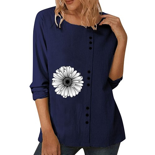 Women's T shirt Tee Feather Daily T shirt Tee Long Sleeve Print Round Neck Basic Blue Khaki Navy Blue S
Women's T shirt Tee Feather Daily T shirt Tee Long Sleeve Print Round Neck Basic Blue Khaki Navy Blue S