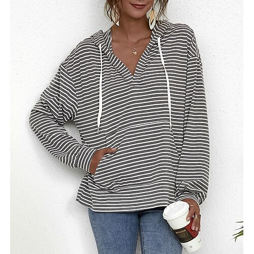 Women's Pullover Hoodie Sweatshirt Striped Front Pocket Print Daily Sports 3D Print Active Streetwear Hoodies Sweatshirts Black Pink
Women's Pullover Hoodie Sweatshirt Striped Front Pocket Print Daily Sports 3D Print Active Streetwear Hoodies Sweatshirts Black Pink