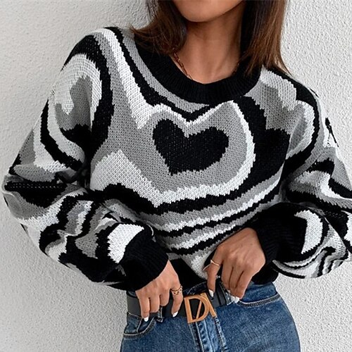 Women's Pullover Sweater Jumper Crochet Knit Knitted Heart Crew Neck Stylish Casual Daily Holiday Fall Winter Black S M L / Long Sleeve / Going out / Loose
Women's Pullover Sweater Jumper Crochet Knit Knitted Heart Crew Neck Stylish Casual Daily Holiday Fall Winter Black S M L / Long Sleeve / Going out / Loose