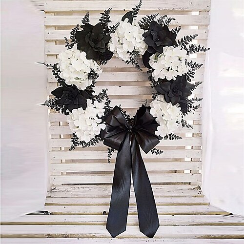 Halloween Hydrangea Garland Door Hanging Bow Simulation Flower Rattan Circle Holiday Decoration Wall Hanging
Halloween Hydrangea Garland Door Hanging Bow Simulation Flower Rattan Circle Holiday Decoration Wall Hanging