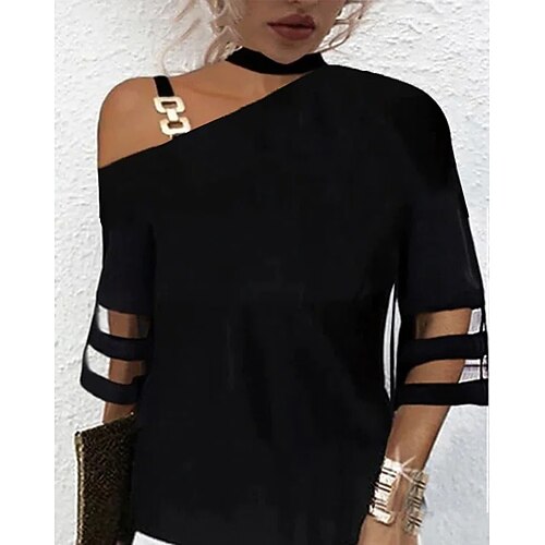 Women's Shirt Plain Daily Weekend Shirt 3/4 Length Sleeve Patchwork One Shoulder Casual Streetwear Black S
Women's Shirt Plain Daily Weekend Shirt 3/4 Length Sleeve Patchwork One Shoulder Casual Streetwear Black S