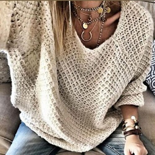 Women's Pullover Sweater Jumper Crochet Knit Knitted Pure Color Crew Neck Stylish Casual Holiday Going out Fall Winter Beige S M L / Long Sleeve
Women's Pullover Sweater Jumper Crochet Knit Knitted Pure Color Crew Neck Stylish Casual Holiday Going out Fall Winter Beige S M L / Long Sleeve