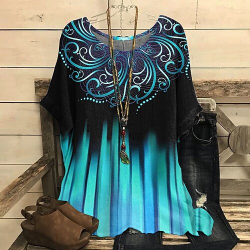 Women's Shirt Graphic Patterned Daily Weekend Shirt Short Sleeve Flowing tunic Print Round Neck Casual Streetwear Blue S / 3D Print
Women's Shirt Graphic Patterned Daily Weekend Shirt Short Sleeve Flowing tunic Print Round Neck Casual Streetwear Blue S / 3D Print
