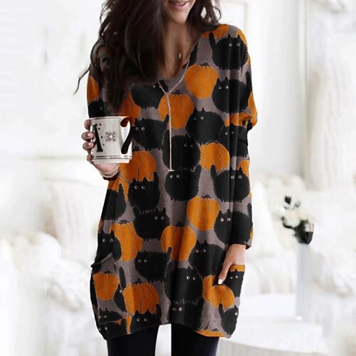 Mulheres Camiseta Moletom Branco Vermelho Azul Leopardo Gato Bolsos Imprimir Manga Longa dia das Bruxas Final de semana Ativo Roupa de rua Comprimento Longo Decote Redondo Ajuste Largo S
Mulheres Camiseta Moletom Branco Vermelho Azul Leopardo Gato Bolsos Imprimir Manga Longa dia das Bruxas Final de semana Ativo Roupa de rua Comprimento Longo Decote Redondo Ajuste Largo S