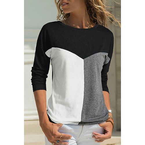 T shirt Tee Femme Noir Bloc de couleur Imprimer manche longue du quotidien Fin de semaine basique Col Rond Normal Standard Peinture S
T shirt Tee Femme Noir Bloc de couleur Imprimer manche longue du quotidien Fin de semaine basique Col Rond Normal Standard Peinture S