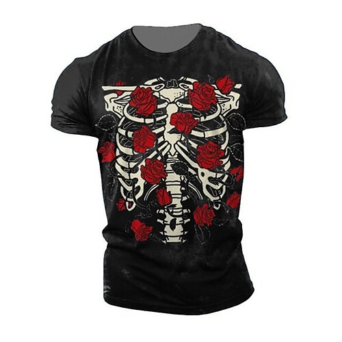 Men's Unisex T shirt Tee 3D Print Graphic Prints Skeleton Rose Crew Neck Street Daily Print Short Sleeve Tops Casual Classic Big and Tall Sports Black / Summer
Men's Unisex T shirt Tee 3D Print Graphic Prints Skeleton Rose Crew Neck Street Daily Print Short Sleeve Tops Casual Classic Big and Tall Sports Black / Summer