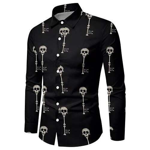 Men's Shirt Skull Turndown Black Long Sleeve 3D Print Outdoor Halloween Button-Down Print Tops Vintage Cool Designer Casual
Men's Shirt Skull Turndown Black Long Sleeve 3D Print Outdoor Halloween Button-Down Print Tops Vintage Cool Designer Casual