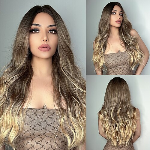 Synthetic Wig Natural Wave Middle Part Machine Made Wig 26 inch Ombre Brown Synthetic Hair Women's Brown
Synthetic Wig Natural Wave Middle Part Machine Made Wig 26 inch Ombre Brown Synthetic Hair Women's Brown