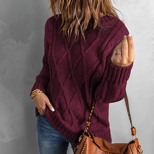 Women's Pullover Sweater Jumper Cable Knit Knitted Pure Color Crew Neck Stylish Casual Daily Holiday Fall Winter Gray Pink S M L / Long Sleeve
Women's Pullover Sweater Jumper Cable Knit Knitted Pure Color Crew Neck Stylish Casual Daily Holiday Fall Winter Gray Pink S M L / Long Sleeve