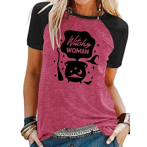 Women's T shirt Tee Green Blue Light gray Graphic Letter Print Short Sleeve Halloween Casual Basic Round Neck Regular S
Women's T shirt Tee Green Blue Light gray Graphic Letter Print Short Sleeve Halloween Casual Basic Round Neck Regular S