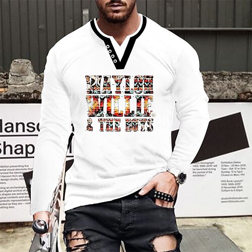 Men's T shirt Tee Graphic Letter V Neck White Long Sleeve Hot Stamping Street Daily Print Tops Fashion Designer Casual Comfortable / Sports
Men's T shirt Tee Graphic Letter V Neck White Long Sleeve Hot Stamping Street Daily Print Tops Fashion Designer Casual Comfortable / Sports