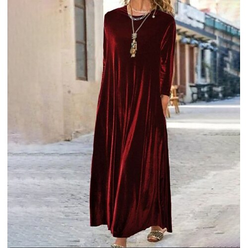 Women's Velvet Dress Shift Dress Maxi long Dress Green Black Purple Wine Long Sleeve Pure Color Pocket Velvet Fall Winter Round Neck Elegant Mature Loose 2022 M L XL 2XL 3XL 4XL
Women's Velvet Dress Shift Dress Maxi long Dress Green Black Purple Wine Long Sleeve Pure Color Pocket Velvet Fall Winter Round Neck Elegant Mature Loose 2022 M L XL 2XL 3XL 4XL