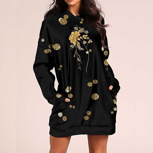 Women's Pullover Hoodie Dress Floral Polka Dot Pocket Print Casual Weekend 3D Print Active Streetwear Clothing Apparel Hoodies Sweatshirts Black
Women's Pullover Hoodie Dress Floral Polka Dot Pocket Print Casual Weekend 3D Print Active Streetwear Clothing Apparel Hoodies Sweatshirts Black