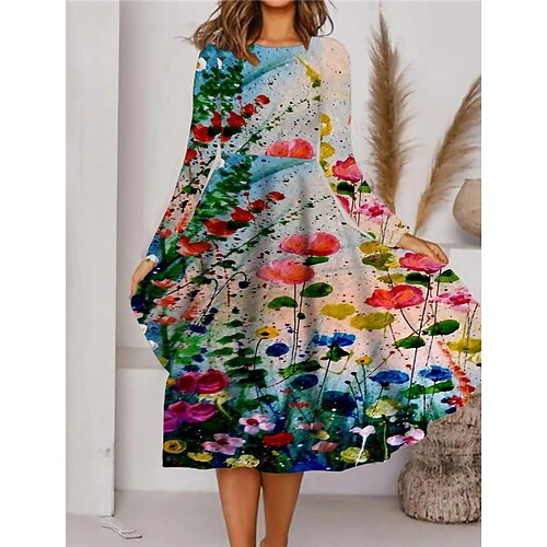 Women's Casual Dress A Line Dress Midi Dress Rainbow Long Sleeve Floral Pocket Print Fall Winter Round Neck Casual Vacation 2022 S M L XL XXL 3XL
Women's Casual Dress A Line Dress Midi Dress Rainbow Long Sleeve Floral Pocket Print Fall Winter Round Neck Casual Vacation 2022 S M L XL XXL 3XL