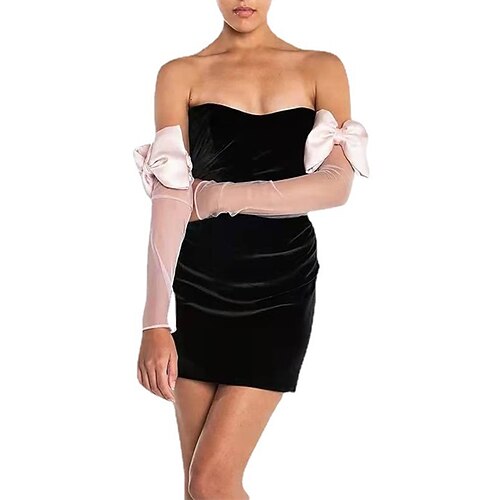Women's Velvet Dress Bodycon Short Mini Dress Black Long Sleeve Pure Color Backless Patchwork Cold Shoulder Fall Winter Round Neck Strapless Party Stylish Elegant Party Slim 2022 S M L XL / Bow
Women's Velvet Dress Bodycon Short Mini Dress Black Long Sleeve Pure Color Backless Patchwork Cold Shoulder Fall Winter Round Neck Strapless Party Stylish Elegant Party Slim 2022 S M L XL / Bow