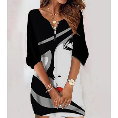 Women's Shift Dress Casual Dress Knee Length Dress Black Long Sleeve Abstract Zipper Print Fall Winter Crew Neck Casual 2022 S M L XL 2XL 3XL 4XL 5XL 6XL / 3D Print
Women's Shift Dress Casual Dress Knee Length Dress Black Long Sleeve Abstract Zipper Print Fall Winter Crew Neck Casual 2022 S M L XL 2XL 3XL 4XL 5XL 6XL / 3D Print