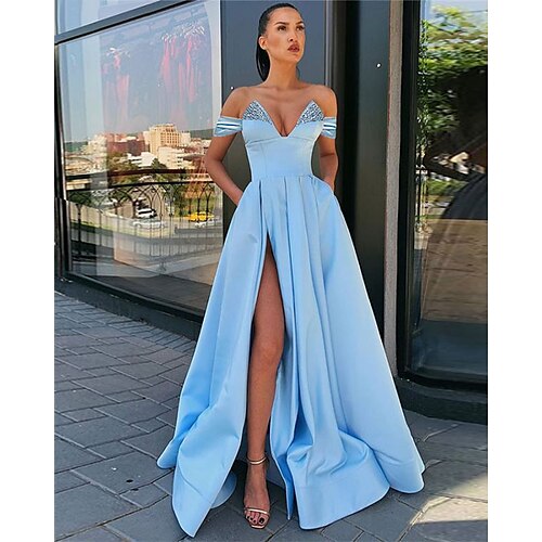 A-Line Evening Dresses Sexy Dress Prom Floor Length Short Sleeve V Neck Satin with Beading Slit 2022
A-Line Evening Dresses Sexy Dress Prom Floor Length Short Sleeve V Neck Satin with Beading Slit 2022
