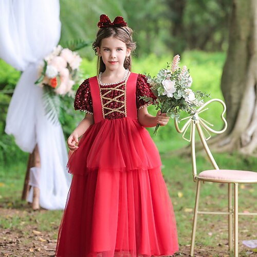 Kids Little Girls' Dress Solid Colored Sequin Tulle Dress Christmas Gifts Wedding Ruched Patchwork Puff Sleeve Green Blue Red Maxi Short Sleeve Princess Cute Dresses Fall Spring Slim 4-13 Years
Kids Little Girls' Dress Solid Colored Sequin Tulle Dress Christmas Gifts Wedding Ruched Patchwork Puff Sleeve Green Blue Red Maxi Short Sleeve Princess Cute Dresses Fall Spring Slim 4-13 Years