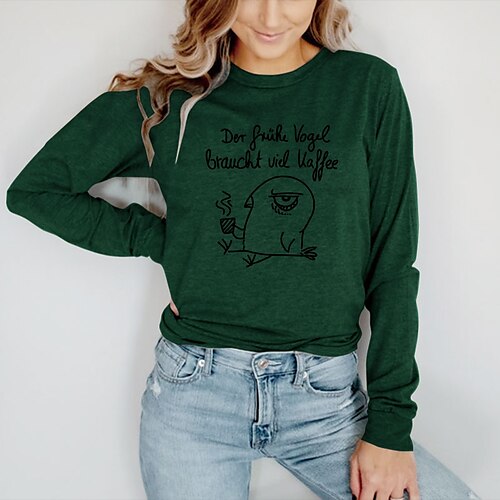 Women's T shirt Tee Graphic Bird Letter Casual Daily Holiday Painting T shirt Tee Long Sleeve Print Round Neck Basic Green Blue Yellow S
Women's T shirt Tee Graphic Bird Letter Casual Daily Holiday Painting T shirt Tee Long Sleeve Print Round Neck Basic Green Blue Yellow S