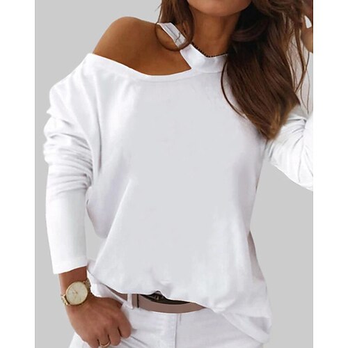 Chemise Femme Blanche Plein Découpé manche longue Vêtement de rue Décontractées Une Epaule Normal Standard S
Chemise Femme Blanche Plein Découpé manche longue Vêtement de rue Décontractées Une Epaule Normal Standard S