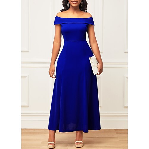 Women's A Line Dress Party Dress Maxi long Dress White Black Blue Purple Wine Dark Blue Short Sleeve Pure Color Patchwork Cold Shoulder Fall Winter Off Shoulder Stylish Elegant Modern Slim 2022 S M L
Women's A Line Dress Party Dress Maxi long Dress White Black Blue Purple Wine Dark Blue Short Sleeve Pure Color Patchwork Cold Shoulder Fall Winter Off Shoulder Stylish Elegant Modern Slim 2022 S M L