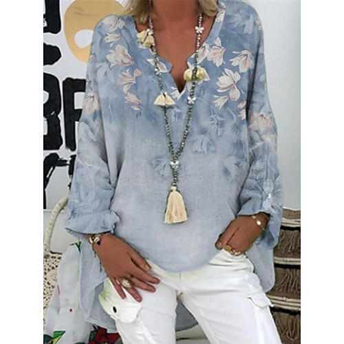 Women's Shirt Floral Butterfly Holiday Weekend Floral Shirt Long Sleeve Print V Neck Casual Streetwear Green Blue Gray S / 3D Print
Women's Shirt Floral Butterfly Holiday Weekend Floral Shirt Long Sleeve Print V Neck Casual Streetwear Green Blue Gray S / 3D Print