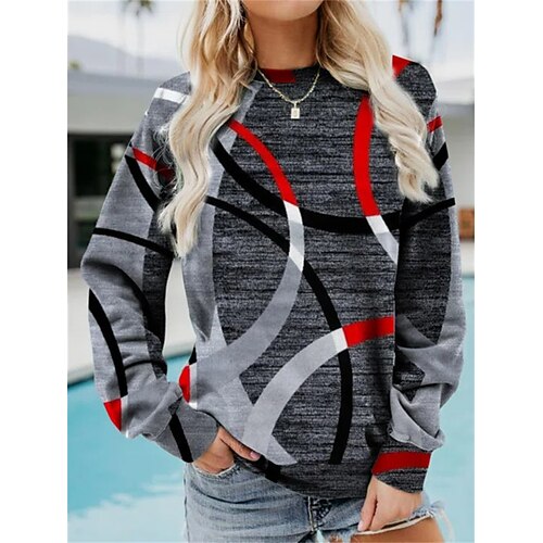 Women's Sweatshirt Pullover Geometric Print Casual Daily 3D Print Cotton Casual Clothing Apparel Hoodies Sweatshirts Loose Fit Gray
Women's Sweatshirt Pullover Geometric Print Casual Daily 3D Print Cotton Casual Clothing Apparel Hoodies Sweatshirts Loose Fit Gray