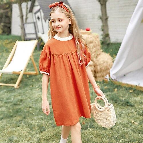 Kids Little Girls' Dress Solid Colored A Line Dress School Daily Orange Knee-length Half Sleeve Beautiful Cute Dresses Spring Summer Regular Fit 4-12 Years
Kids Little Girls' Dress Solid Colored A Line Dress School Daily Orange Knee-length Half Sleeve Beautiful Cute Dresses Spring Summer Regular Fit 4-12 Years