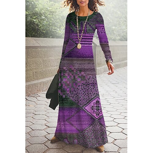Women's Casual Dress Long Dress Maxi Dress Purple Long Sleeve Geometric Print Winter Fall Crew Neck Winter Dress Fall Dress 2022 S M L XL 2XL 3XL 4XL 5XL 6XL
Women's Casual Dress Long Dress Maxi Dress Purple Long Sleeve Geometric Print Winter Fall Crew Neck Winter Dress Fall Dress 2022 S M L XL 2XL 3XL 4XL 5XL 6XL
