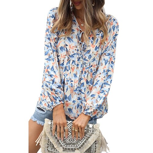 Women's Blouse Flower Daily Weekend Blouse Shirt Long Sleeve Lace up Print V Neck Casual Streetwear Green Blue Pink S
Women's Blouse Flower Daily Weekend Blouse Shirt Long Sleeve Lace up Print V Neck Casual Streetwear Green Blue Pink S