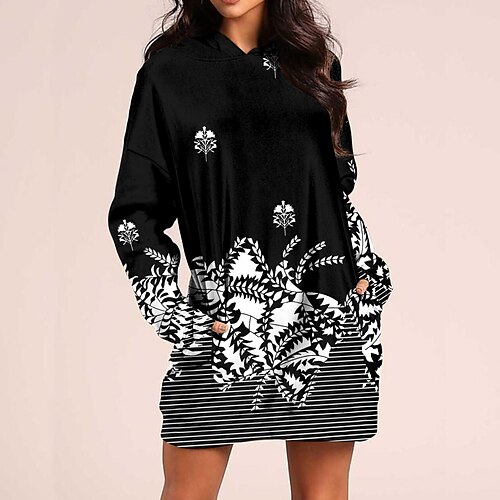 Women's Hoodie Dress Floral Striped Pocket Print Casual Weekend 3D Print Active Streetwear Hoodies Sweatshirts Black
Women's Hoodie Dress Floral Striped Pocket Print Casual Weekend 3D Print Active Streetwear Hoodies Sweatshirts Black