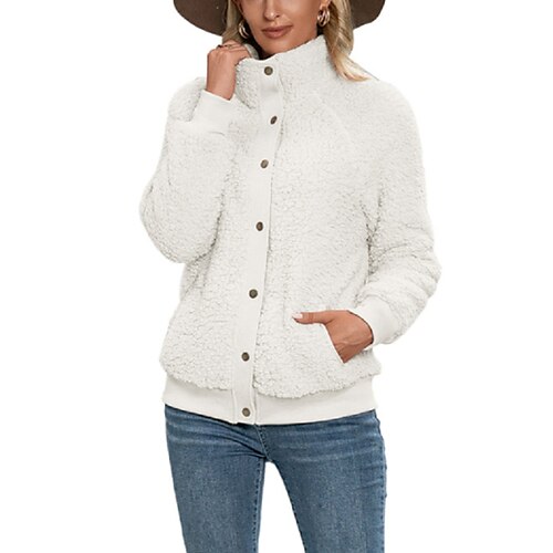 Women's Sherpa jacket Teddy Coat Warm Comfortable Casual Vacation Going out Casual Daily Button Pocket Single Breasted Stand Collar Chic & Modern Casual Solid Color Regular Fit Outerwear Long Sleeve
Women's Sherpa jacket Teddy Coat Warm Comfortable Casual Vacation Going out Casual Daily Button Pocket Single Breasted Stand Collar Chic & Modern Casual Solid Color Regular Fit Outerwear Long Sleeve