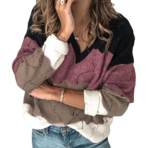 Pull Maille Femme Crocheté Tricoter Tricoté Bloc de couleur Col V à la mode Casual Extérieur du quotidien manche longue Hiver Automne Violet Rose Claire S M L / Vacances / Standard / Sortie
Pull Maille Femme Crocheté Tricoter Tricoté Bloc de couleur Col V à la mode Casual Extérieur du quotidien manche longue Hiver Automne Violet Rose Claire S M L / Vacances / Standard / Sortie