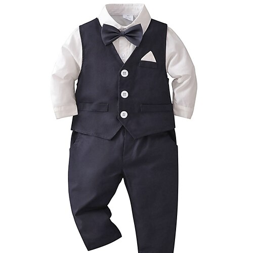 3 Pieces Kids Boys Shirt & Pants Clothing Set Outfit Solid Color Long Sleeve Cotton Set Formal Gentle Fall 2-6 Years Black
3 Pieces Kids Boys Shirt & Pants Clothing Set Outfit Solid Color Long Sleeve Cotton Set Formal Gentle Fall 2-6 Years Black