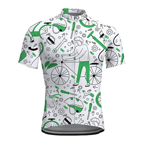 21Grams Men's Cycling Jersey Short Sleeve Bike Top with 3 Rear Pockets Mountain Bike MTB Road Bike Cycling Breathable Quick Dry Moisture Wicking Reflective Strips Green Blue Graphic Polyester Spandex
21Grams Men's Cycling Jersey Short Sleeve Bike Top with 3 Rear Pockets Mountain Bike MTB Road Bike Cycling Breathable Quick Dry Moisture Wicking Reflective Strips Green Blue Graphic Polyester Spandex