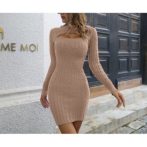 Women's Sweater Dress Casual Dress Yellow Wine Khaki Long Sleeve Pure Color Hollow Out Winter Fall Crew Neck Turtleneck Fashion Stylish Modern Winter Dress Fall Dress Slim 2022 S M L
Women's Sweater Dress Casual Dress Yellow Wine Khaki Long Sleeve Pure Color Hollow Out Winter Fall Crew Neck Turtleneck Fashion Stylish Modern Winter Dress Fall Dress Slim 2022 S M L