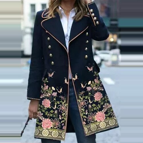 Women's Winter Coat Casual Jacket Windproof Warm Outdoor Street Daily Vacation Button Pocket Print Double Breasted Lapel Modern Street Style Floral Regular Fit Outerwear Long Sleeve Winter Fall Dark
Women's Winter Coat Casual Jacket Windproof Warm Outdoor Street Daily Vacation Button Pocket Print Double Breasted Lapel Modern Street Style Floral Regular Fit Outerwear Long Sleeve Winter Fall Dark