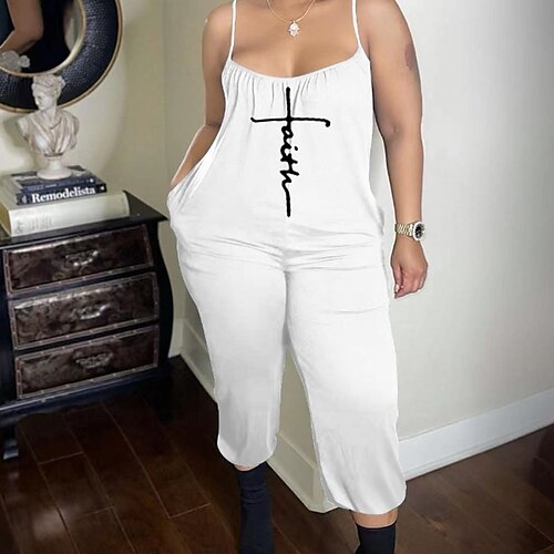 Women's Jumpsuit Backless Pocket Letter U Neck Casual Sport Holiday Regular Fit Sleeveless White Black Dark Gray S M L Spring
Women's Jumpsuit Backless Pocket Letter U Neck Casual Sport Holiday Regular Fit Sleeveless White Black Dark Gray S M L Spring