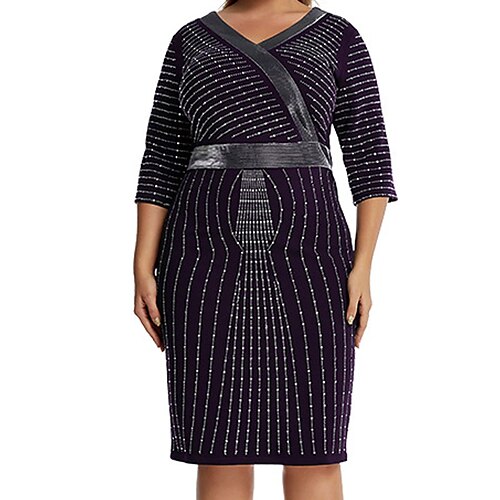 Women's Plus Size Work Dress Striped V Neck Half Sleeve Fall Winter Work Formal Knee Length Dress Work Dress
Women's Plus Size Work Dress Striped V Neck Half Sleeve Fall Winter Work Formal Knee Length Dress Work Dress
